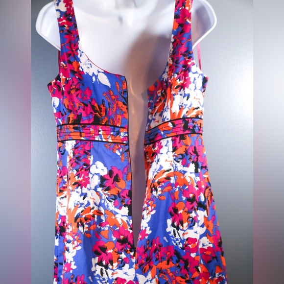 Donna Ricco New York Floral Fit & Flare Dress | Size 8 | Pink Blue Orange - Picture 8 of 14